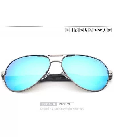 Men Sunglasses Aluminum Magnesium Polarized Pilot Glasses Fashion Y7614 C1 BOX - Y7614 C4 Box - CN18XE9T88C $24.26 Oversized