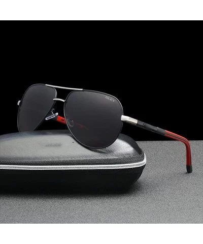 Men Sunglasses Aluminum Magnesium Polarized Pilot Glasses Fashion Y7614 C1 BOX - Y7614 C4 Box - CN18XE9T88C $24.26 Oversized