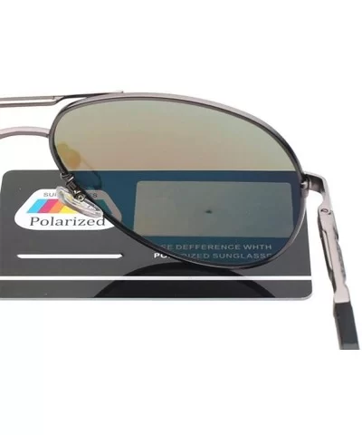 Men Sunglasses Aluminum Magnesium Polarized Pilot Glasses Fashion Y7614 C1 BOX - Y7614 C4 Box - CN18XE9T88C $24.26 Oversized