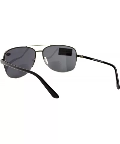 Bifocal Magnification Lens Sunglasses Mens Half Rim Aviator Tinted Reader - Gunmetal - CE188440GLQ $12.11 Aviator