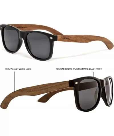 Walnut Wood Sunglasses For Men & Women with Polarized Lenses with Wood Box - C112MXNRESR $52.31 Wayfarer