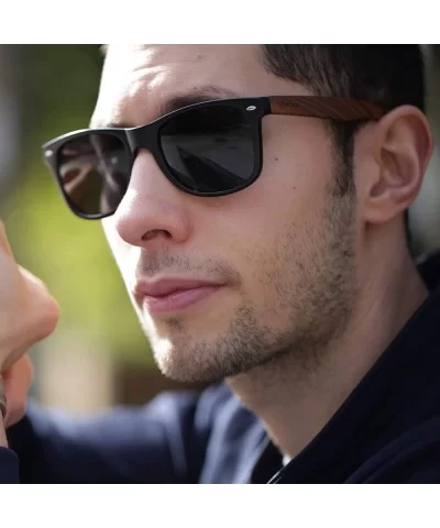 Walnut Wood Sunglasses For Men & Women with Polarized Lenses with Wood Box - C112MXNRESR $52.31 Wayfarer