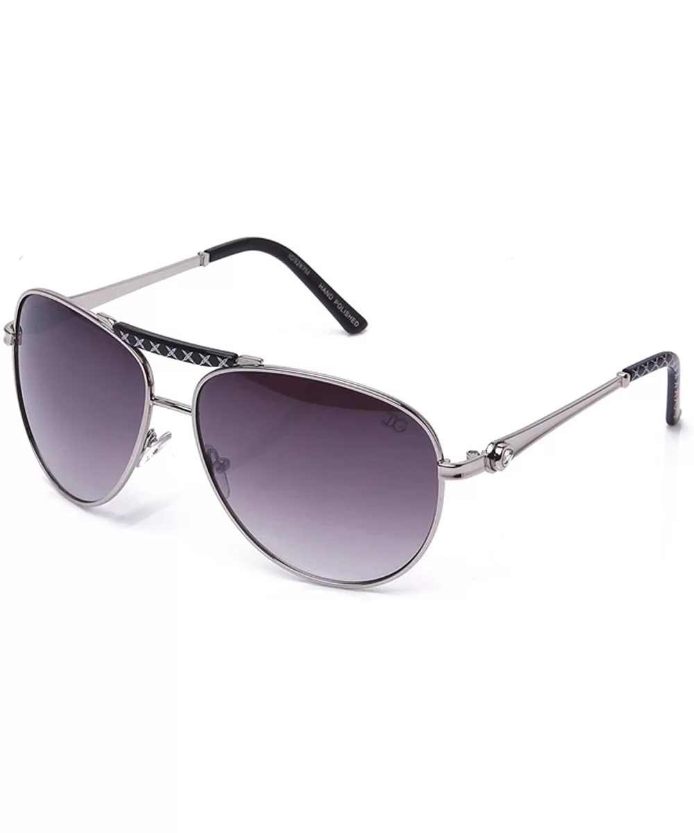 Aviators Oversized Temple Design UV Protection Shield Lenses Pilot Style - Silver/Black - C017YY6Y7U0 $11.67 Shield