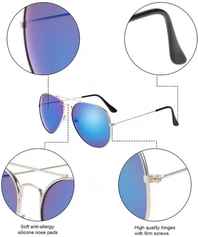 10 Pieces Classic Mirrored Flat Lens Sunglasses Mirrored Lens Metal Frame Sunglasses for Men Women - C118QWSULY8 $36.30 Aviator