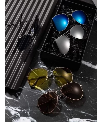 10 Pieces Classic Mirrored Flat Lens Sunglasses Mirrored Lens Metal Frame Sunglasses for Men Women - C118QWSULY8 $36.30 Aviator