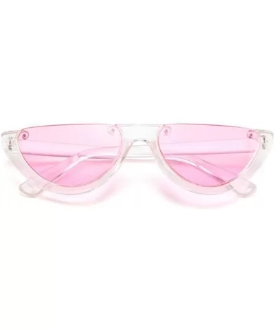 Mod Style Cat Eye Sunglasses Vintage Retro Half Frame Design Eyewear - Pink - C7189U6QU3T $27.69 Oval