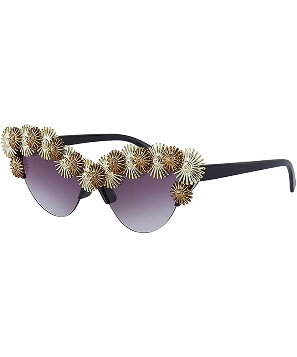 Sparkling Crystal Cat Eye Sunglasses UV Protection Rhinestone Sunglasses - Black2397 - CK1939ID07A $23.48 Oversized