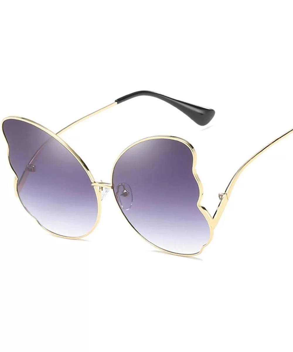 Sunglasses Metallic Clear Ocean Sunglasses Feathery Ladies Sunglasses - The Gold Frame is Fading - C818TILRSDS $13.74 Goggle