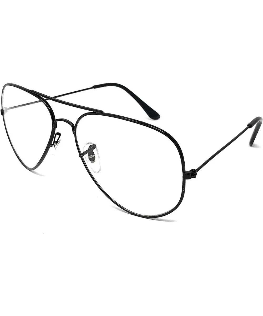 Aviator Mirror or Clear Metal Sunglasses Classic Style - Black- Clear - C318YTOLYMH $12.07 Goggle