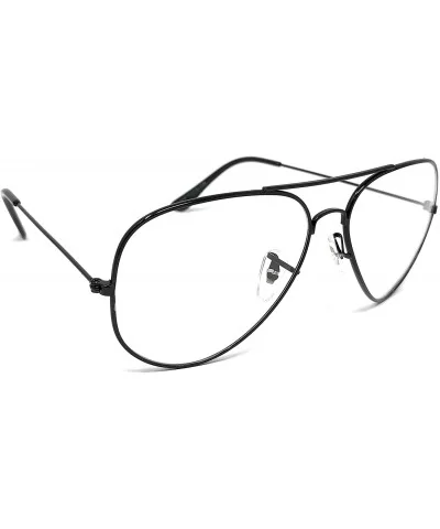 Aviator Mirror or Clear Metal Sunglasses Classic Style - Black- Clear - C318YTOLYMH $12.07 Goggle