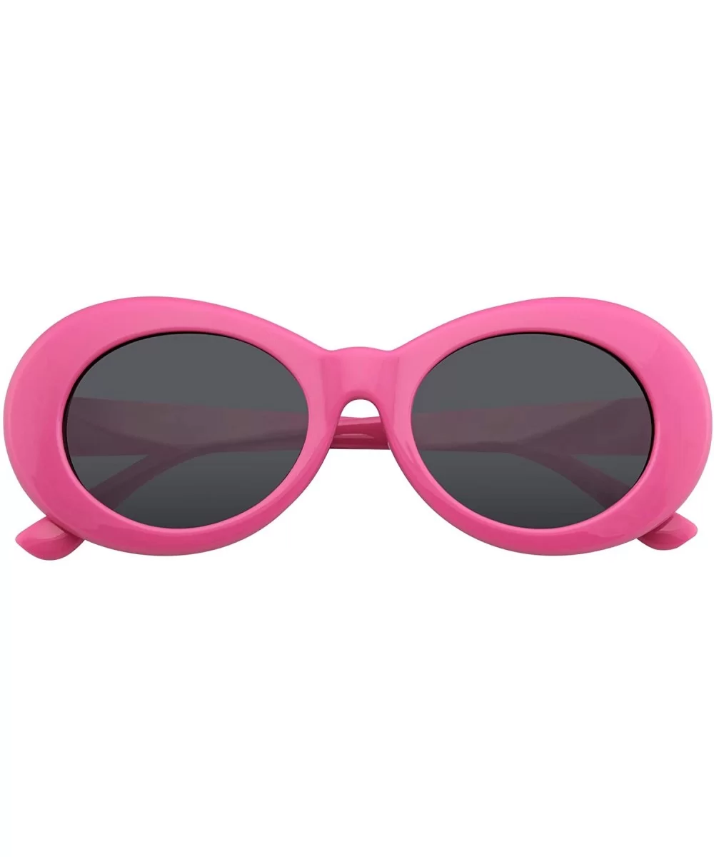 Retro Round Oval Clout Round 90's Gradient Lens Sunglasses - Pink - CV195ZRTH4K $17.82 Oval