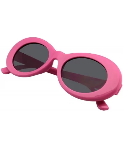 Retro Round Oval Clout Round 90's Gradient Lens Sunglasses - Pink - CV195ZRTH4K $17.82 Oval