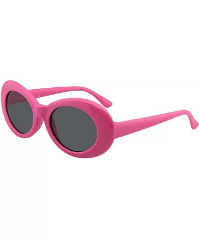 Retro Round Oval Clout Round 90's Gradient Lens Sunglasses - Pink - CV195ZRTH4K $17.82 Oval