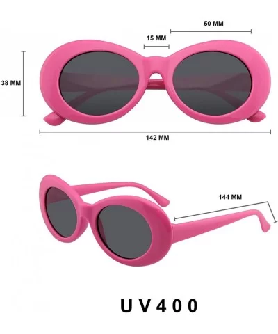 Retro Round Oval Clout Round 90's Gradient Lens Sunglasses - Pink - CV195ZRTH4K $17.82 Oval