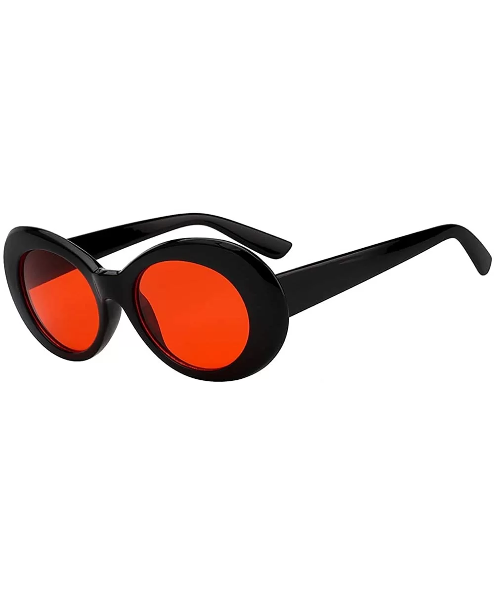 Women Men Retro Oval Goggles Thick Plastic Colored Frame Round Lens Sunglasses - .Black-orange - C718HX7U0LQ $13.06 Goggle