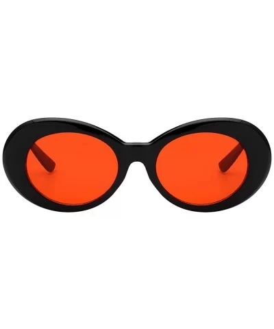 Women Men Retro Oval Goggles Thick Plastic Colored Frame Round Lens Sunglasses - .Black-orange - C718HX7U0LQ $13.06 Goggle