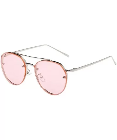 Glasses- Women Fashion Circular Sunglasses Metal Frame Sunglasses Brand Classic Tone Mirror - 8131a - C418RT88UW0 $12.54 Sport