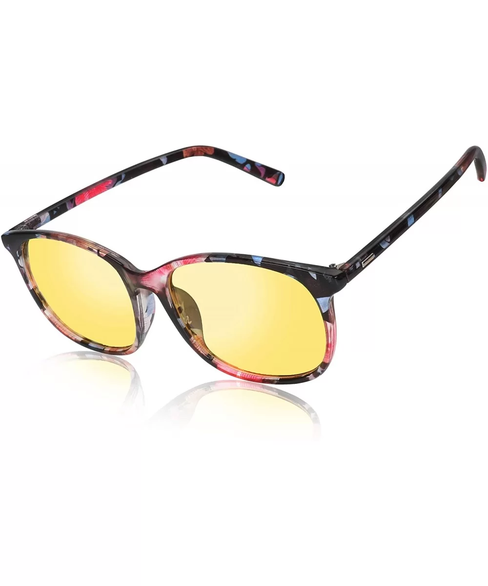 Night Driving Glasses Anti Glare Polarized Safety Glasse - Floral - CH192OGTZNI $17.32 Oval