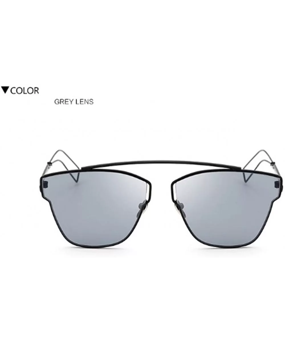 Large Retro VINTAGE Cat Eye Aviator Fashion Oversized Women Sunglasses Flat Top - Grey - CL18GD493CG $23.36 Aviator