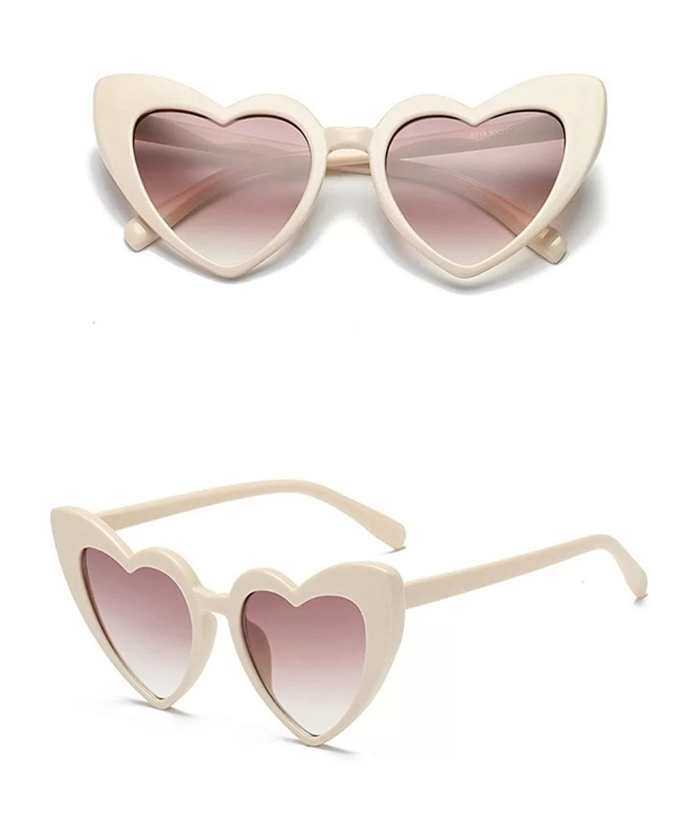 Women Retro Fashion Heart-shaped Shades Sunglasses Integrated UV Glasses - G - CW18UM95U3H $10.08 Oval