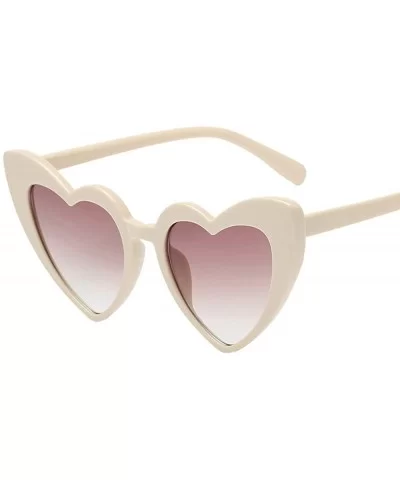 Women Retro Fashion Heart-shaped Shades Sunglasses Integrated UV Glasses - G - CW18UM95U3H $10.08 Oval