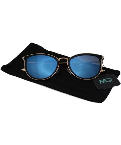 Luxury Metal Frame Cateye Sunglasses Includes Microfiber Pouch - Black / Blue Mirror - CR187WRXYH5 $17.97 Goggle