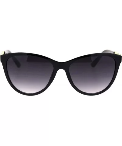 Womens Luxury Designer Fashion Cat Eye Chic Sunglasses - Black Smoke - CJ18SZ5Y8NW $17.21 Oversized