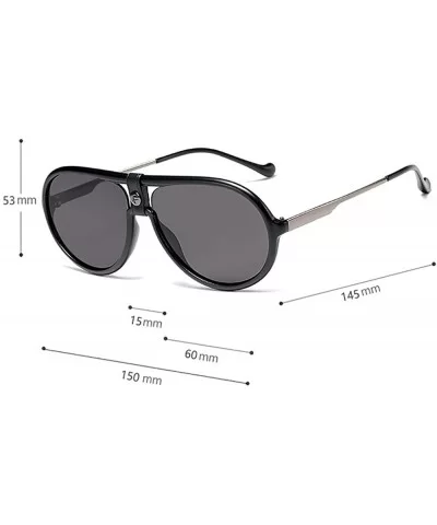 Leather sunglasses Pilot Sunglasses Women Men Vintage Oversizd Glasses Mirror Lens - 3 - C418Z777HZL $27.78 Square