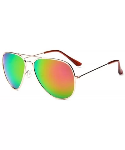 Fashion Unisex Sunglasses Metal Frame with Case UV400 Protection - Gold Frame/Pink Mercury Lens - C218WLTILIH $30.82 Oval