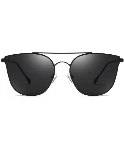 Women Sunglasses Retro Gold Grey Drive Holiday Oval Non-Polarized UV400 - Black Grey - C718R096KZO $14.61 Oval