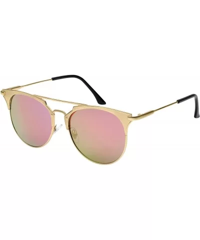 Pantos Shape Flat Lens Sunglasses 23059-FLREV - Matte Gold - CI12JEACB9Z $14.25 Aviator