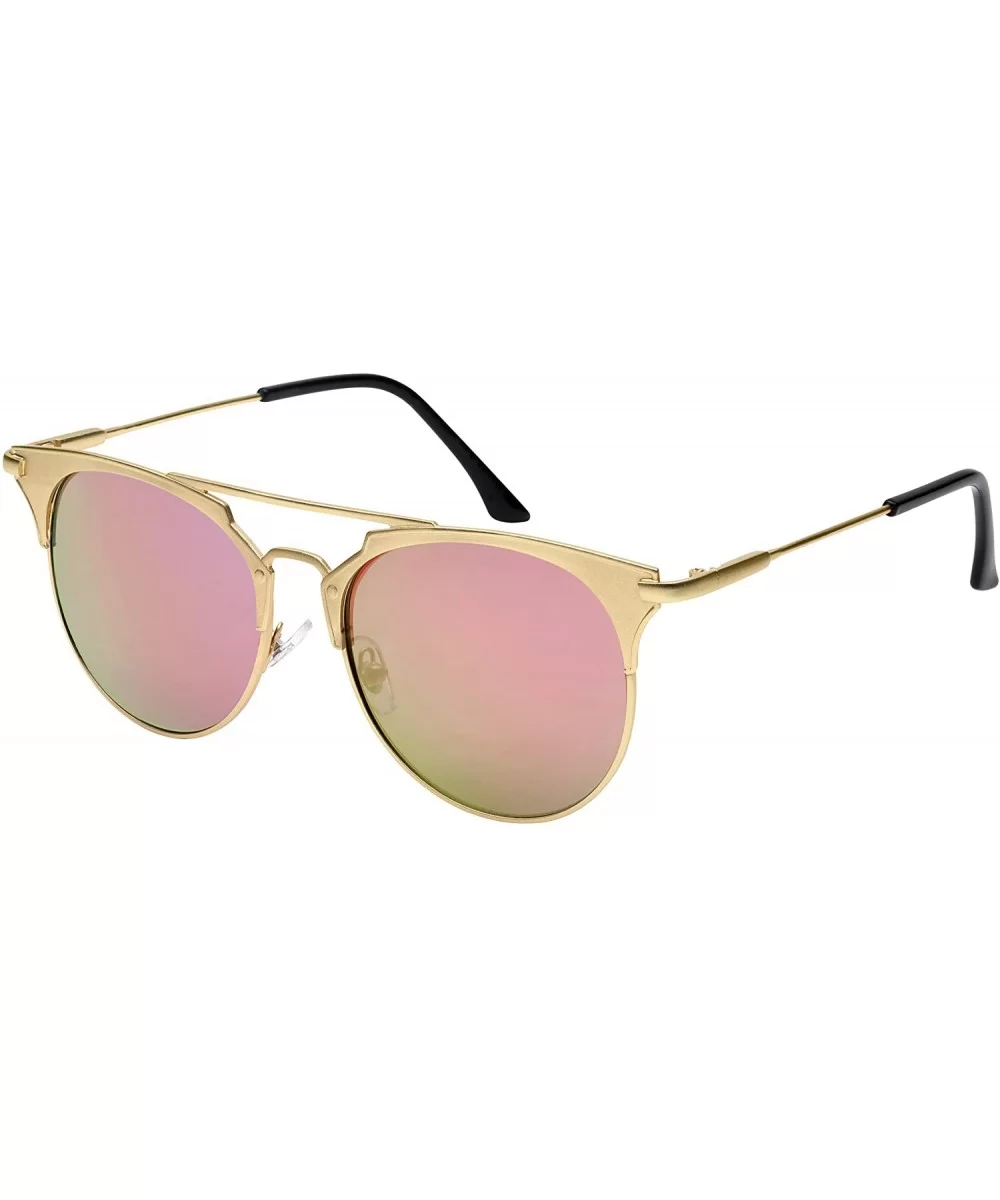 Pantos Shape Flat Lens Sunglasses 23059-FLREV - Matte Gold - CI12JEACB9Z $14.25 Aviator