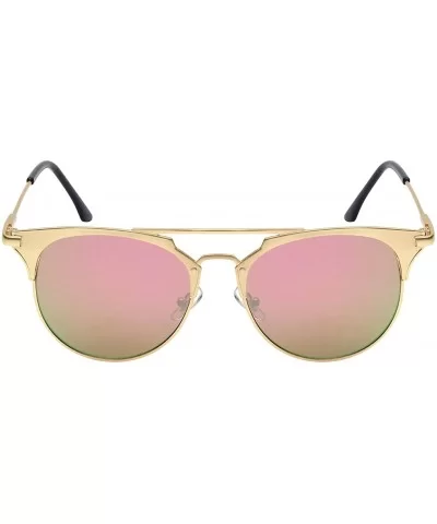 Pantos Shape Flat Lens Sunglasses 23059-FLREV - Matte Gold - CI12JEACB9Z $14.25 Aviator