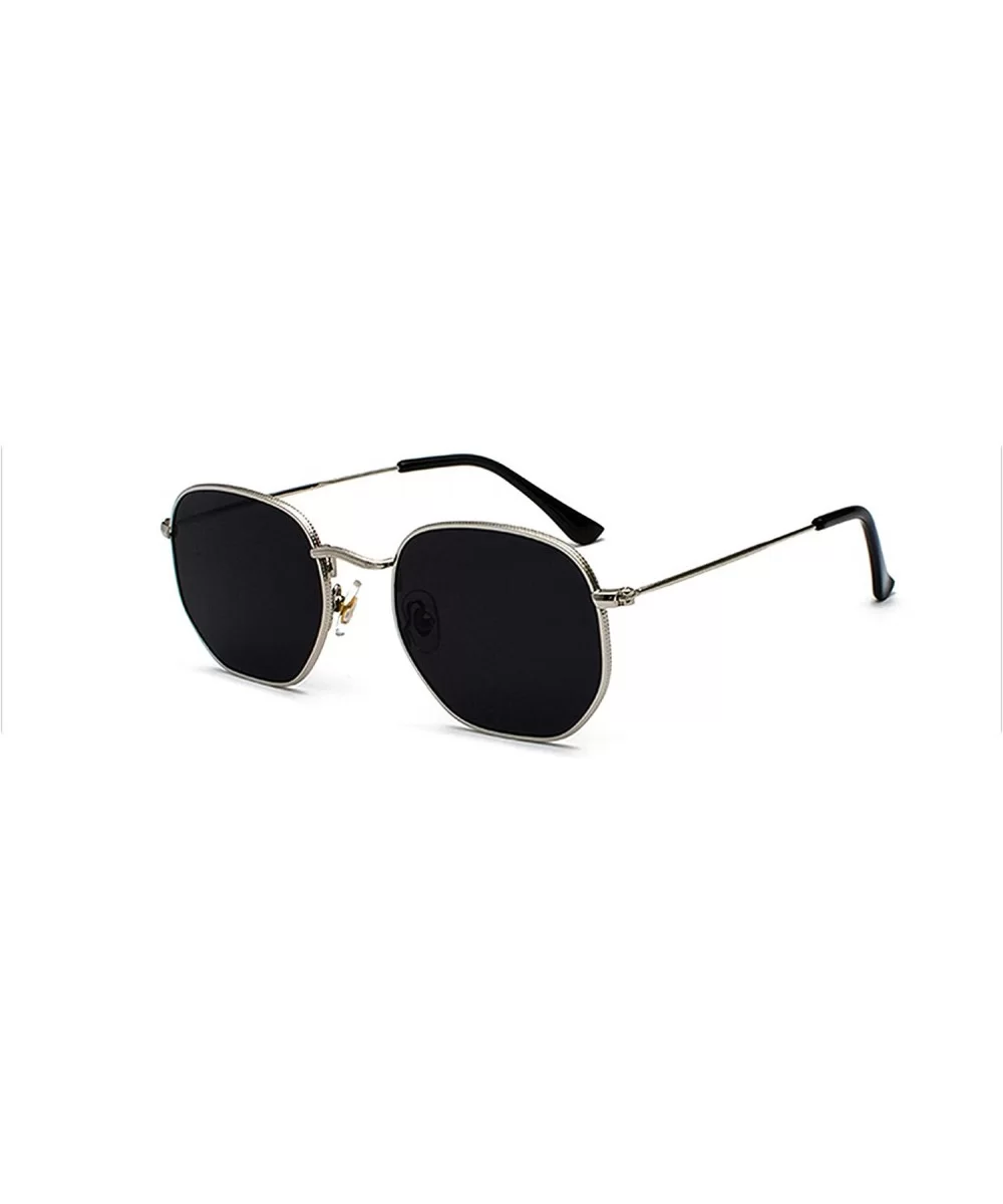 Vintage Gold Sunglasses Men Square Metal Frame Silver Brown Black Small Sun Glasses Female Unisex Summer Style - CQ197A2Y7EW ...