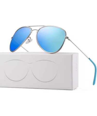 Aviator Sunglasses For Women Metal Frame Colourful Temple Sun Glasses UV400 1997 - Blue - CS18UEK7KA0 $12.08 Rimless