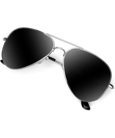 Aviator Sunglasses Men Women Lightweight - Black/Silver - CE18RXR4STZ $20.38 Aviator