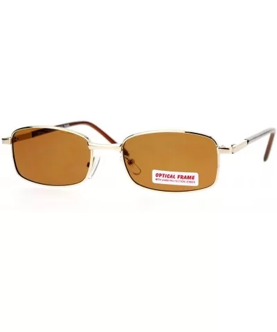 Small Metal Frame Sunglasses Rectangular Spring Hinge Unisex UV 400 - Gold - CO126XPYCZ1 $13.00 Rectangular