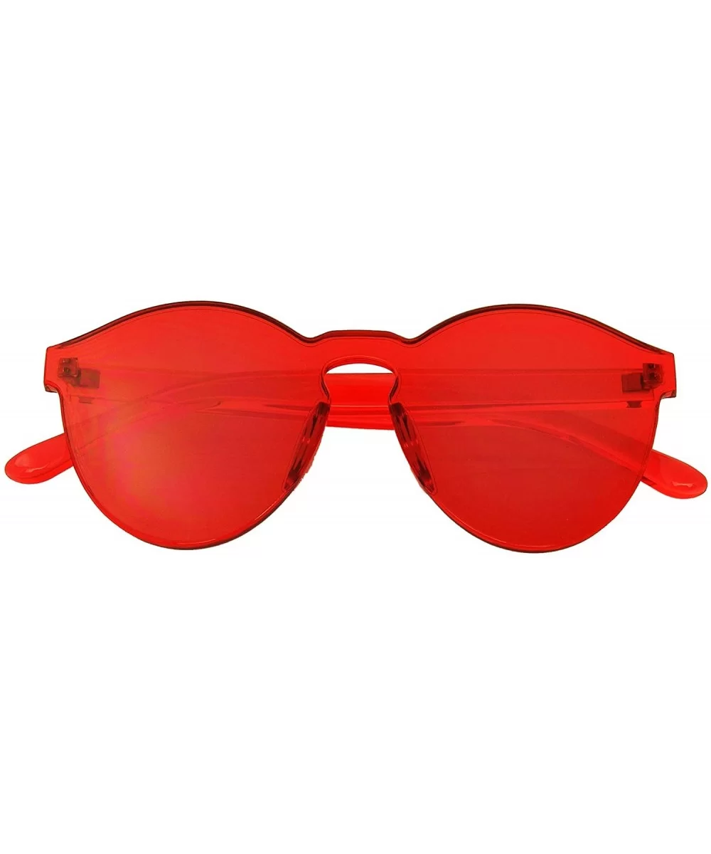 Womens Round Transparent Candy Sunglasses Sun Shades Men Luxury - Red - CG18KKNU0YS $11.80 Rimless