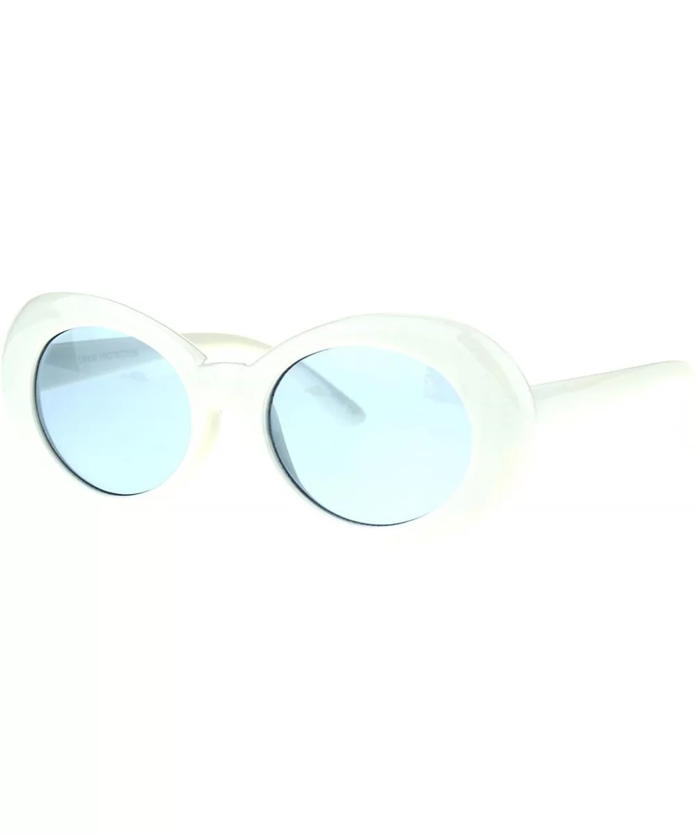 Womens Vintage Fashion Sunglasse Oval Cateye White Frame Color Lens UV 400 - White - CI184SS6X36 $13.99 Oval