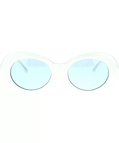 Womens Vintage Fashion Sunglasse Oval Cateye White Frame Color Lens UV 400 - White - CI184SS6X36 $13.99 Oval