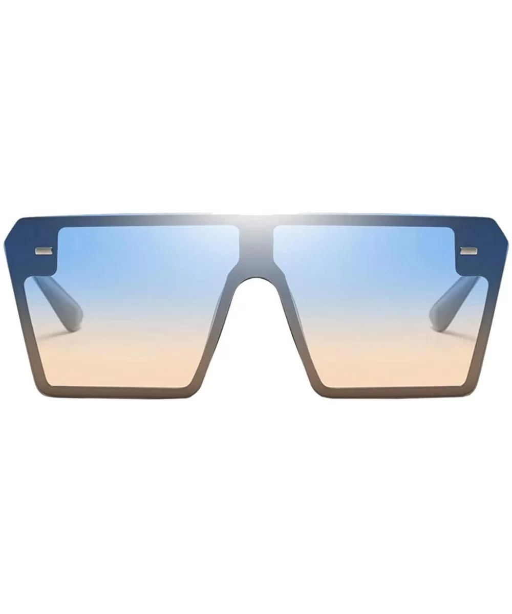 Chic Womens Rectangle Sunglasses Outdoor Party Tinted Lens Eyewear UV Protection - Blue - CF190DTR9WH $12.13 Oversized