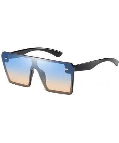 Chic Womens Rectangle Sunglasses Outdoor Party Tinted Lens Eyewear UV Protection - Blue - CF190DTR9WH $12.13 Oversized