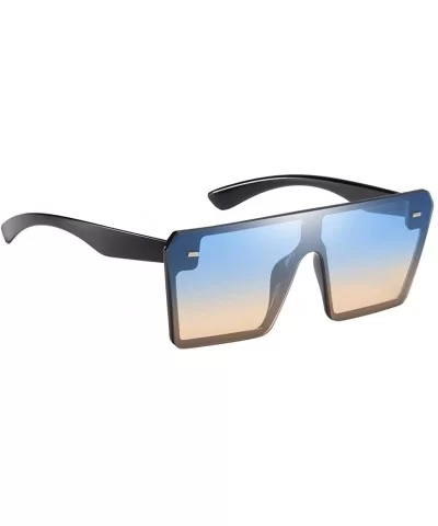 Chic Womens Rectangle Sunglasses Outdoor Party Tinted Lens Eyewear UV Protection - Blue - CF190DTR9WH $12.13 Oversized