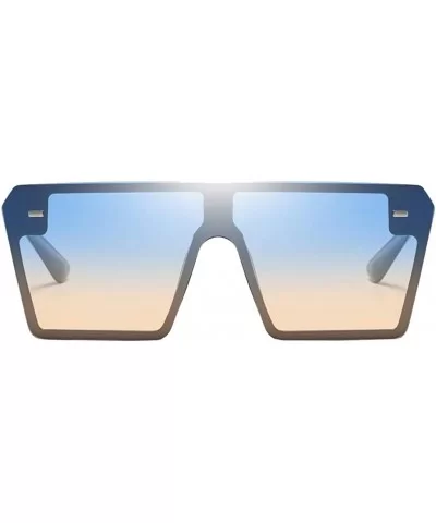 Chic Womens Rectangle Sunglasses Outdoor Party Tinted Lens Eyewear UV Protection - Blue - CF190DTR9WH $12.13 Oversized