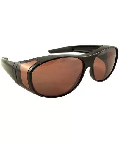 Men Women Blue Blocking Fit Over Sunglasses With HD Copper Driving Lenses - Large Black - CB12MYDPKXN $20.64 Goggle