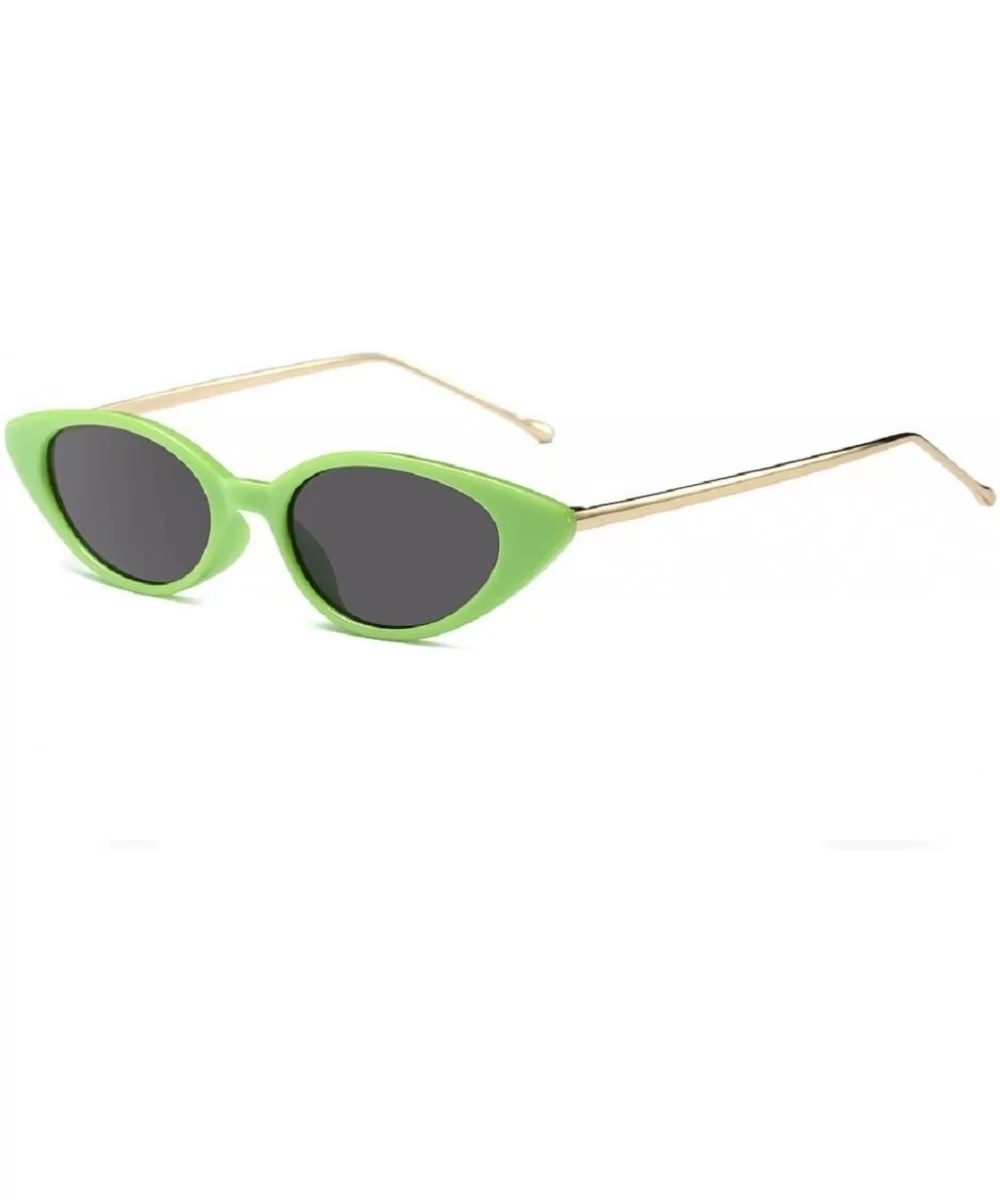 Sexy Flat Mirrored Lens Slender Oval Sunglasses Small Metal Frame Gothic Glasses UV 400 - E - C918CUN88NS $11.34 Goggle