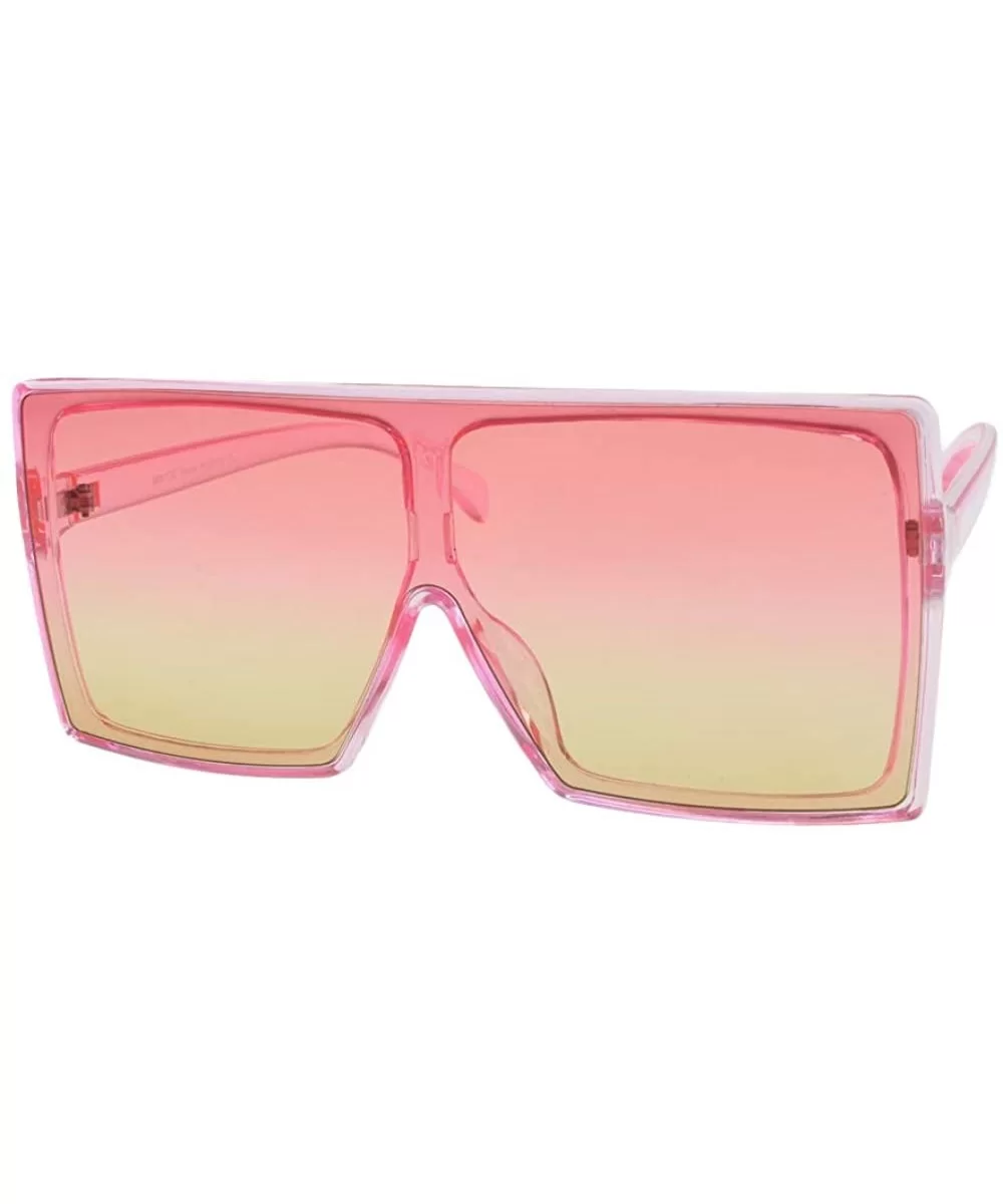 Alva - Square Oversized Sunglasses Flat Top - Pink - CB196WES7U8 $18.27 Oversized