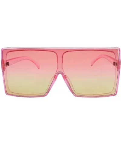 Alva - Square Oversized Sunglasses Flat Top - Pink - CB196WES7U8 $18.27 Oversized