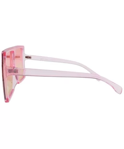 Alva - Square Oversized Sunglasses Flat Top - Pink - CB196WES7U8 $18.27 Oversized