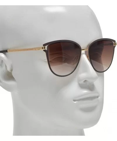 Fashion Oval Sunglasses with Chain Link Temple for Women - Brown + Brown - CV196XCRNXY $20.45 Oval